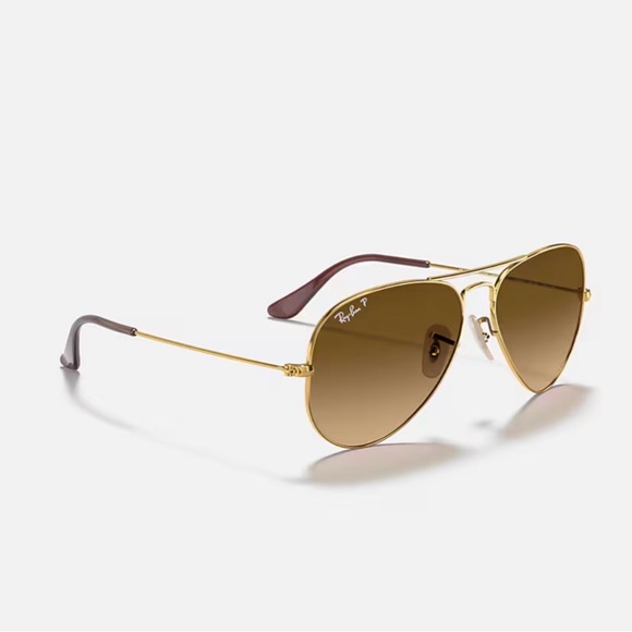 Ray Ban Sunglasses RB3025 001/M2 Polarized Aviator Large Metal 58-14 - Gold Brwn - Picture 2 of 14